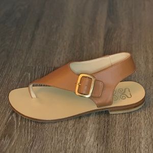 SianoviaRoma Positano Italian Leather Caramel Brown Leather Sandals Gold Buckle